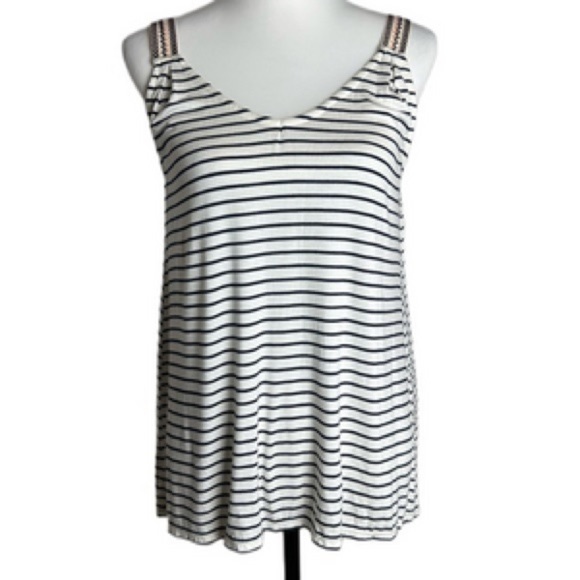 Max Studio Tops - Max Studio Black and White Striped Sleeveless Tank Top